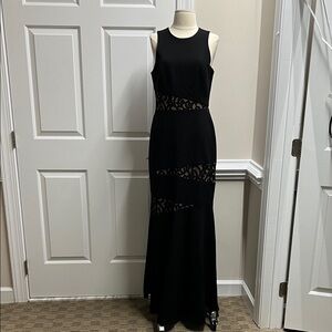 BCBGMaxAzria Black Maxi Dress Lace Panels prom dress evening gown size 8 NWOT